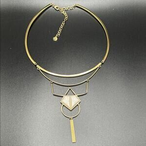 Stella & Dot Gold tone White Stone Egyptian Revival Necklace #645